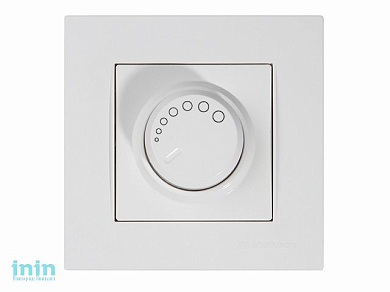 Выключатель поворотный с подсветкой (диммер) (скрытый, винт. зажим, 600Вт) белый, RITA, MUTLUSAN (220VAC, 60 - 600VA,  50 Hz, IP20)