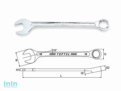 Ключ комбинированный 20мм 15° TOPTUL (AAEX2020)