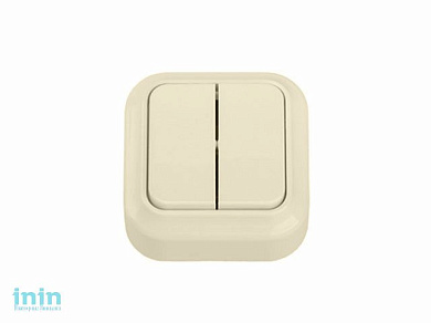 Выключатель 2 клав. (открытый, до 6А) бежевый, Вариант, BYLECTRICA (Выключатель двухклавишный для открытой установки Гарантийный срок:24 месяца)