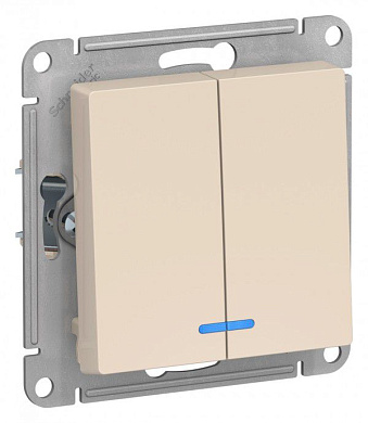 Выключатель 2-й с подсветкой Atlas Design бежевый, ATN000253