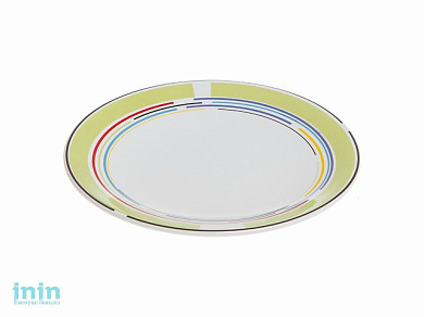 Тарелка десертная керамическая, 199 мм, круглая, серия Самсун, оливковая полоска, PERFECTO LINEA (Супер цена!)