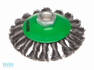 Щетка дисковая косич.100мм/M14 ВОЛАТ (для УШМ шлифмашины болгарки М14 тарелка торцевая крацовка)