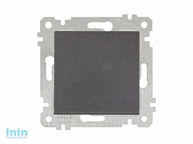 Выключатель 1-клав. двухполюсный (скрытый, без рамки, винт. зажим) дымчатый, RITA, MUTLUSAN (10 A, 250 V, IP 20)