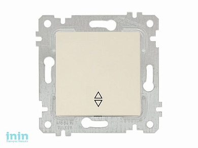 Выключатель проходной 1-клав. (скрытый, без рамки, пруж. зажим) кремовый, RITA, MUTLUSAN (10 A, 250 V, IP 20)