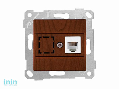 Розетка телефонная 1хRJ12 (скрытая, без рамки) орех, RITA, MUTLUSAN