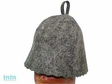Шапка для бани "СЕРАЯ" ТМ "Бацькина баня" из войлока (БАЦЬКИНА БАНЯ)