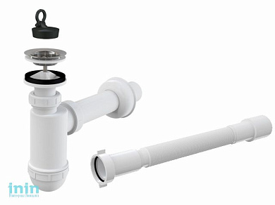Сифон для умывальника O40 с нержавеющей peшeткой O63, Alcaplast (ALCAPLAST A41 + A77 СИФОН ДЛЯ УМЫВАЛЬНИКА D40 С ГИБКИМ СОЕДИНЕНИЕМ (ГОФРОЙ))
