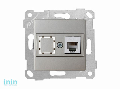 Розетка телефонная 1хRJ12 (скрытая, без рамки) титан, RITA, MUTLUSAN
