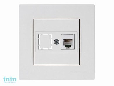 Розетка телефонная 1хRJ12 (скрытая, RJ12) белая, RITA, MUTLUSAN