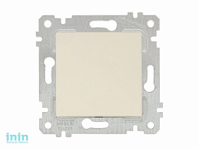 Выключатель 1-клав. двухполюсный (скрытый, без рамки, винт. зажим) кремовый, RITA, MUTLUSAN (10 A, 250 V, IP 20)