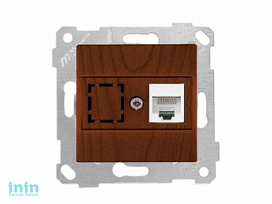 Розетка компьютерная 1xRJ45 (Cat5e, скрытая, без рамки) орех, RITA, MUTLUSAN