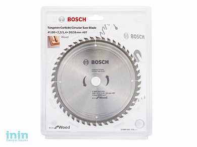 Диск пильный 190х20 мм 48 зуб. по дереву ECO WOOD BOSCH (твердоспл. зуб)