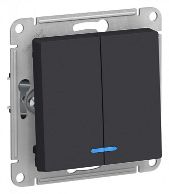 Выключатель 2-клавишный с подсветкой Schneider Electric Atlas Design ATN001053