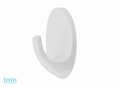 Крючок-вешалка самоклеющийся, однорожковый, 5 шт., белый, GARDENPLAST (h=50 мм, b=31 мм)