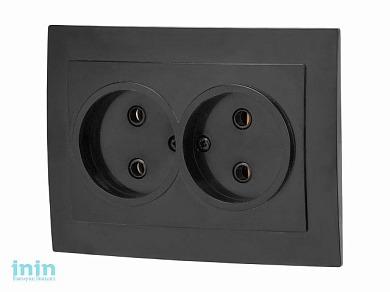 Розетка 2-ая (скрытая, б/з) черная, Стандарт, Юпитер (RS 16-237 Ч) (ЮПИТЕР)