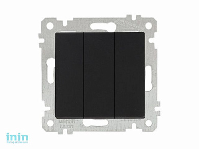 Выключатель 3-клав. (скрытый, без рамки, винт. зажим) черный, RITA, MUTLUSAN (10 A, 250 V, IP 20)