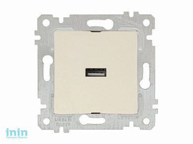 Розетка 1-ая USB (скрытая, без рамки) кремовая, RITA, MUTLUSAN (USB charge, 5V-2.1A)