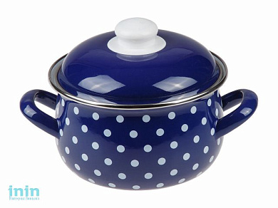 Кастрюля стальная эмалированная, 2.8 л, серия Горошек, PERFECTO LINEA (подходит для всех типов плит, включая индукцию)