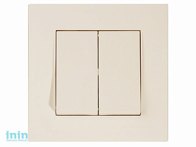 Выключатель 2-клав. (скрытый, винт. зажим) кремовый, RITA, MUTLUSAN (10 A, 250 V, IP 20)