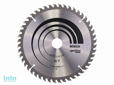 Диск пильный 235х30/25 мм 48 зуб. по дереву OPTILINE WOOD BOSCH (твердоспл. зуб)
