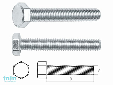 Болт М10х25 мм шестигр., цинк, кл.пр. 5.8, DIN 933 (5 кг.) STARFIX