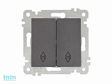 Выключатель проходной 2-клав. (скрытый, без рамки, пруж. зажим) дымчатый, RITA, MUTLUSAN (10 A, 250 V, IP 20)