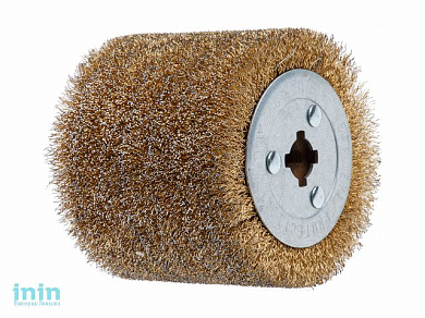 Щетка стальная с латунным покрытием 100х120 мм 0,3 мм WORTEX (диаметр 120 мм, ширина 100 мм, посадочный диаметр 19 мм, проволока 0,3 мм)