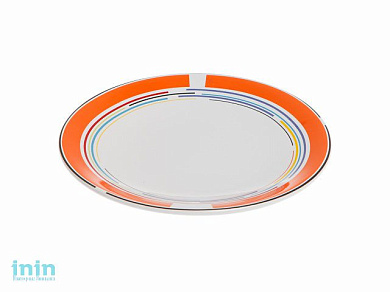 Тарелка десертная керамическая, 199 мм, круглая, серия Самсун, оранжевая полоска, PERFECTO LINEA (Супер цена!)