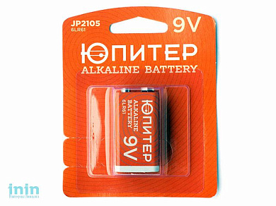 Батарейка 6LR61 9V alkaline 1шт. ЮПИТЕР (крона)