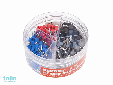 Набор втулочных наконечников двойных НШВИ2 (2х0.75 мм2, 2х1 мм2, 2х1.5 мм2, 2х2.5 мм2) в боксе (ТE-2 (REXANT)