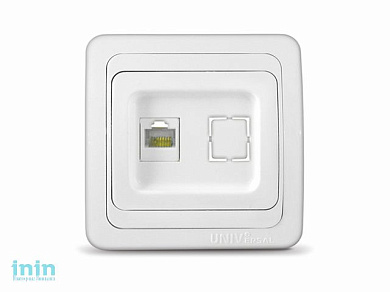 Розетка 1-ая компьютерная (скрытая) белая, Валери, UNIVersal