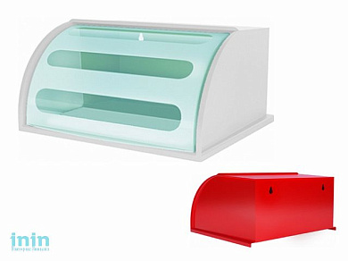 Хлебница Mulin (Мулин), снежно-белый, мята полупрозрачный, BEROSSI (Навесная. Изделие из пластмассы. Размер 312 х 361 х 187 мм)