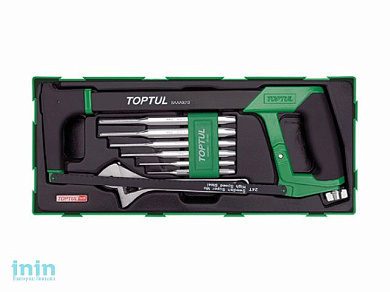 Набор-сет ножовка, разводной ключ 8", выколотки 8предм. TOPTUL (GTB0808)