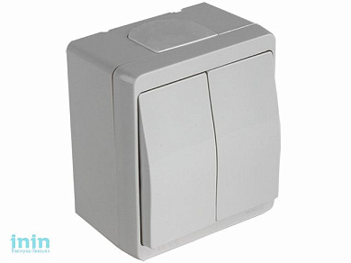 Выключатель 2-клав. (открытый) серый, NEMLIYER, MUTLUSAN (10 A, 250 V, IP 44)