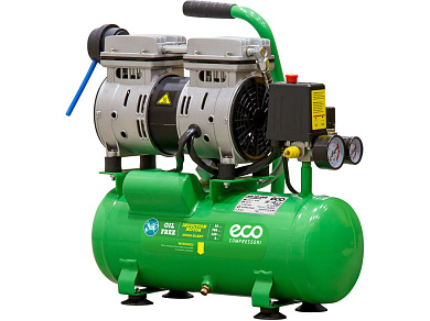 Компрессор ECO AE-10-OF1 безмасляный (120 л/мин, 8 атм, коаксиальный, безмасляный, ресив. 10 л, 220 В, 0,7 кВт)