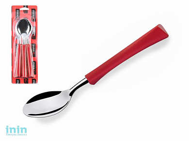 Набор ложек столовых, 3шт., серия INOVA D+, красные, DI SOLLE (Длина: 200,5 мм, длина стальной части: 85 мм, толщина: 0,8 мм. Прочная пластиковая ручк