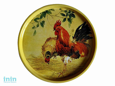 Поднос жестяной "Петухи" 297х277х16мм., ЖЕСТЕУПАКОВКА