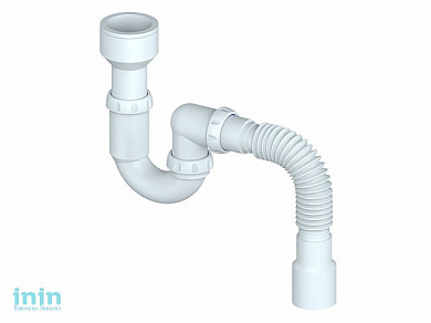Сифон для писсуара 50 прямоточный с гибким соединением д.40х40/50, Unicorn (сифон для писсуара прямоточный)