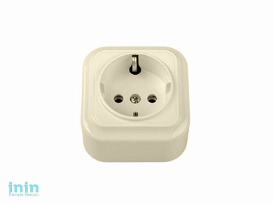 Розетка 1-ая (открытая, с/з) бежевая, Вариант, BYLECTRICA (штепсельная для открытой установки с заземляющим контактом Гарантийный срок:24 месяца)