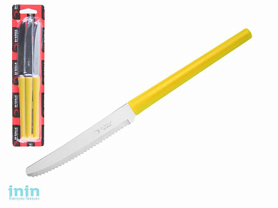 Набор ножей столовых, 3шт., серия MILLENIUN, желтые, DI SOLLE (Длина: 213 мм, длина лезвия: 101 мм, толщина: 0,8 мм. Прочная пластиковая ручка.)