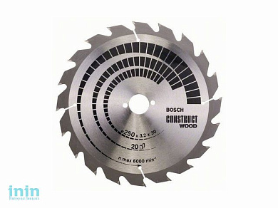 Диск пильный 250х30 мм 20 зуб. по дереву CONSTRUCT WOOD BOSCH (переменный зуб)