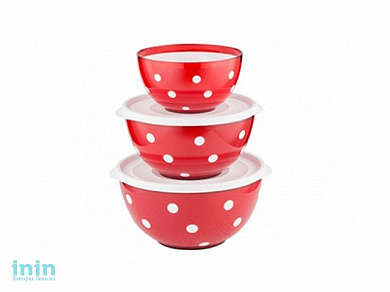 Набор салатников двухцветных "Marusya", красный полупрозрачный, BEROSSI (Изделие из пластмассы. Литраж 2 литра, 1.4 литра, 0.7 литра.   Размер 217 х 1