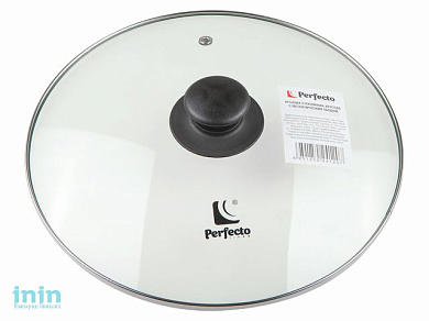 Крышка стеклянная, 228 мм, с металлическим ободом, круглая, PERFECTO LINEA (Супер цена!)