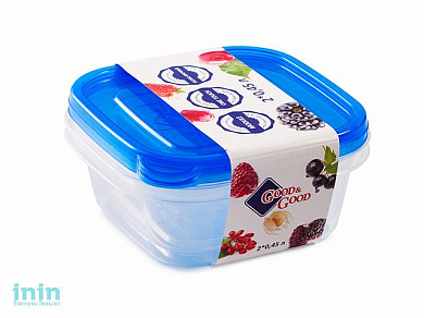 Набор контейнеров пласт.квадр. 2шт 450мл д/пищ.продуктов, серия One Touch, Good&Good (2шт*450мл)