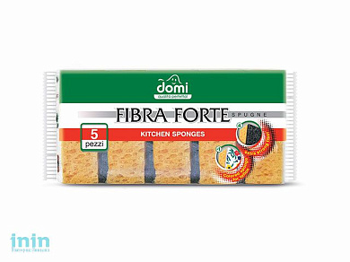 Губки кухонные 5 шт DOMI (Состав: поролон-бежевый, фибра- черная. Размер губки: 96х67х39мм)