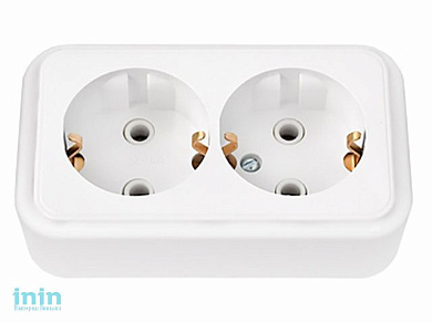 Розетка 2-ая (открытая, с/з) белая, Пралеска, Bylectrica (двухместная с заземляющим контактом открытой установки Гарантийный срок:24 месяца)