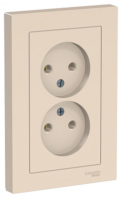 Розетка 2-я б/з Atlas Design бежевый, ATN000220