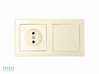 Блок выкл. 1 клав. + розетка (скрытая, б/з) бежевый, Стиль, BYLECTRICA (Выключатель одноклавишный + розетка скрытой установки Гарантийный срок:24 меся