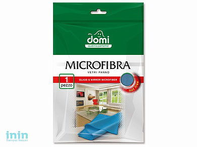 Салфетка из микрофибры для стекол и зеркал, 1шт., DOMI (Состав: полиамид, полиэстер. Цвет: голубой. Размер салфетки: 350х350мм)