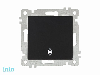 Выключатель проходной 1-клав. (скрытый, без рамки, пруж. зажим) черная, RITA, MUTLUSAN (10 A, 250 V, IP 20)